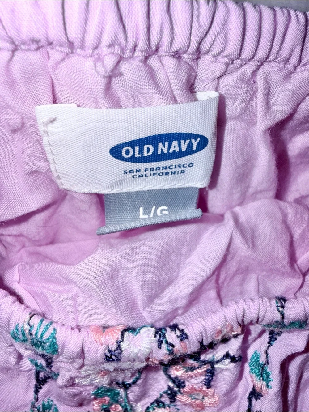 Old Navy Girls Lavender Floral Embroidered Cold Shoulder Dress - Size Large